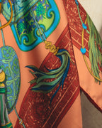 "GUCCI" Late 70's-early 90's oriental motif silk scarf