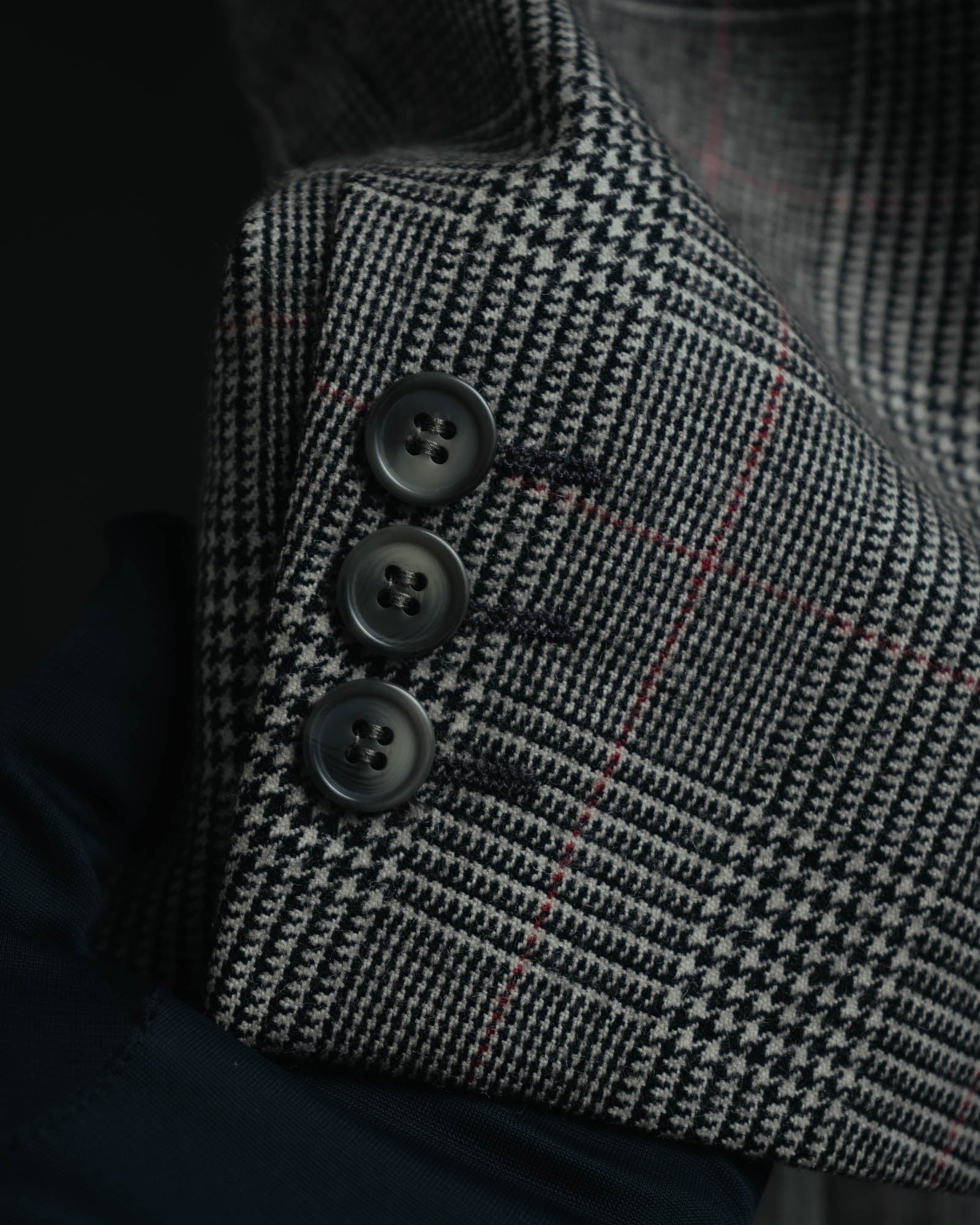 -MOOD MILLÉSIMES- 80’s-90’s Prince of Wales check wool double-breasted setup suit
