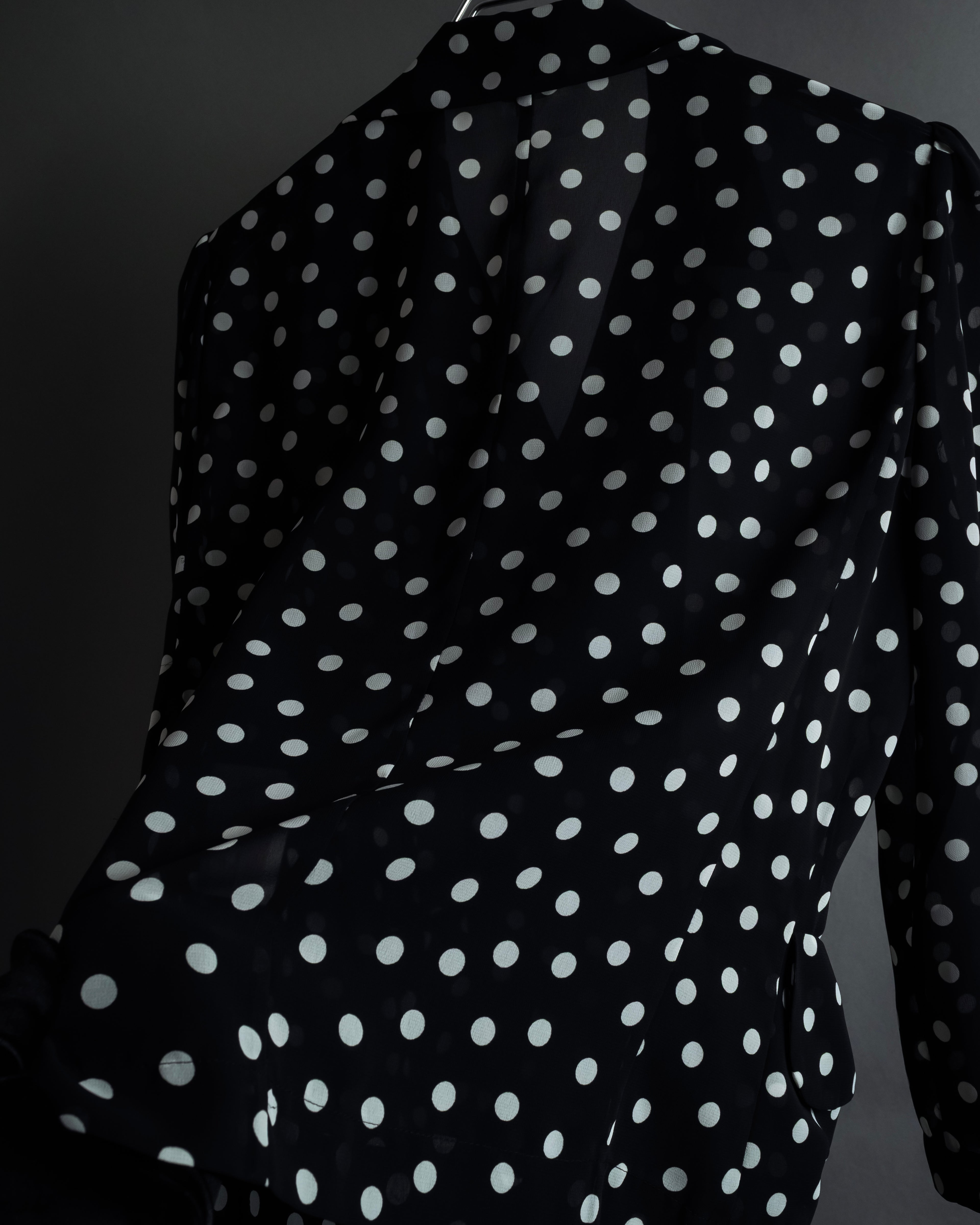 "robe de chambre COMME des GARCONS" 2002SS White dot pattern open collar shirt