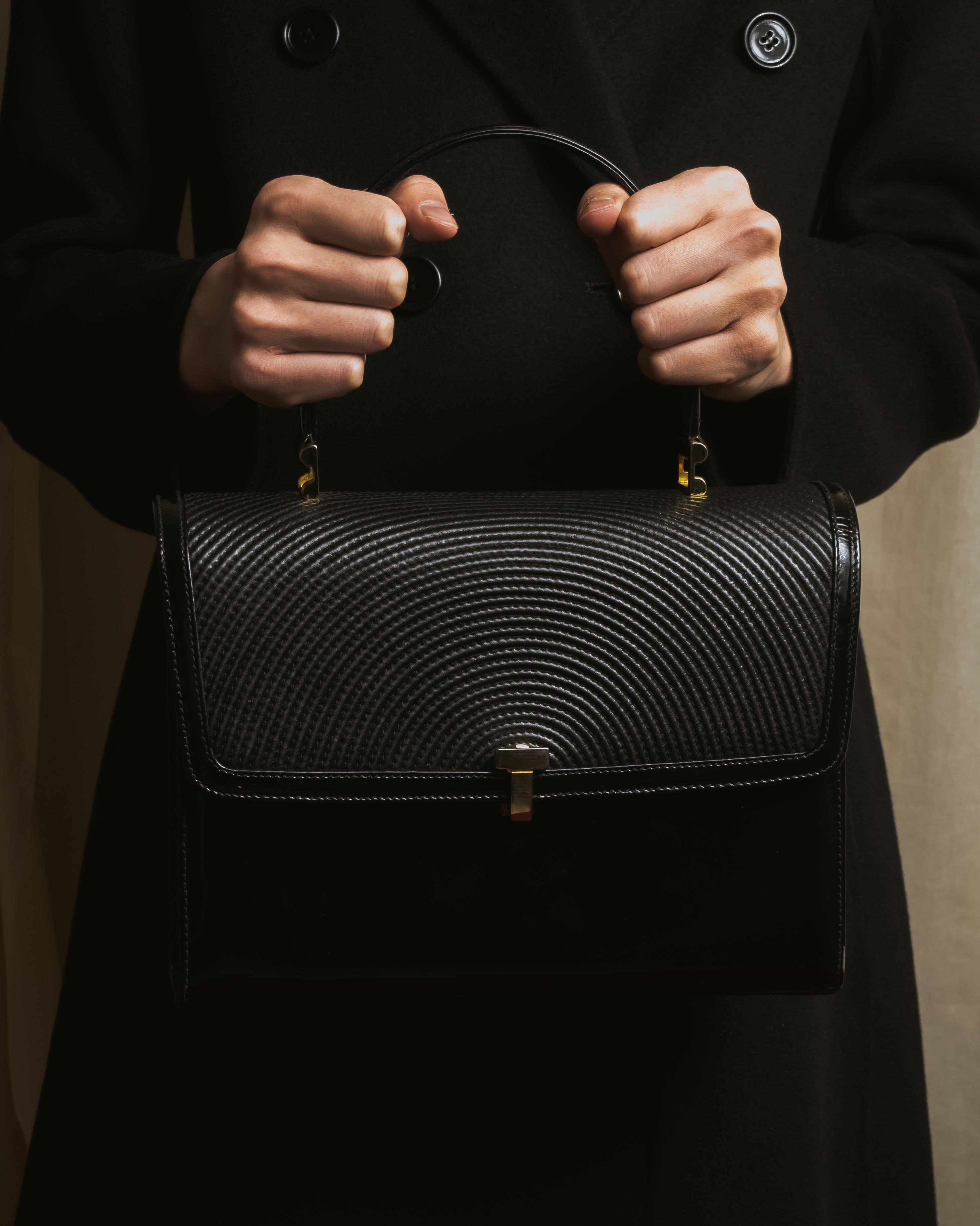 "Tiffany & Co." 80’s-90’s Structured ribbed leather top-handle bag