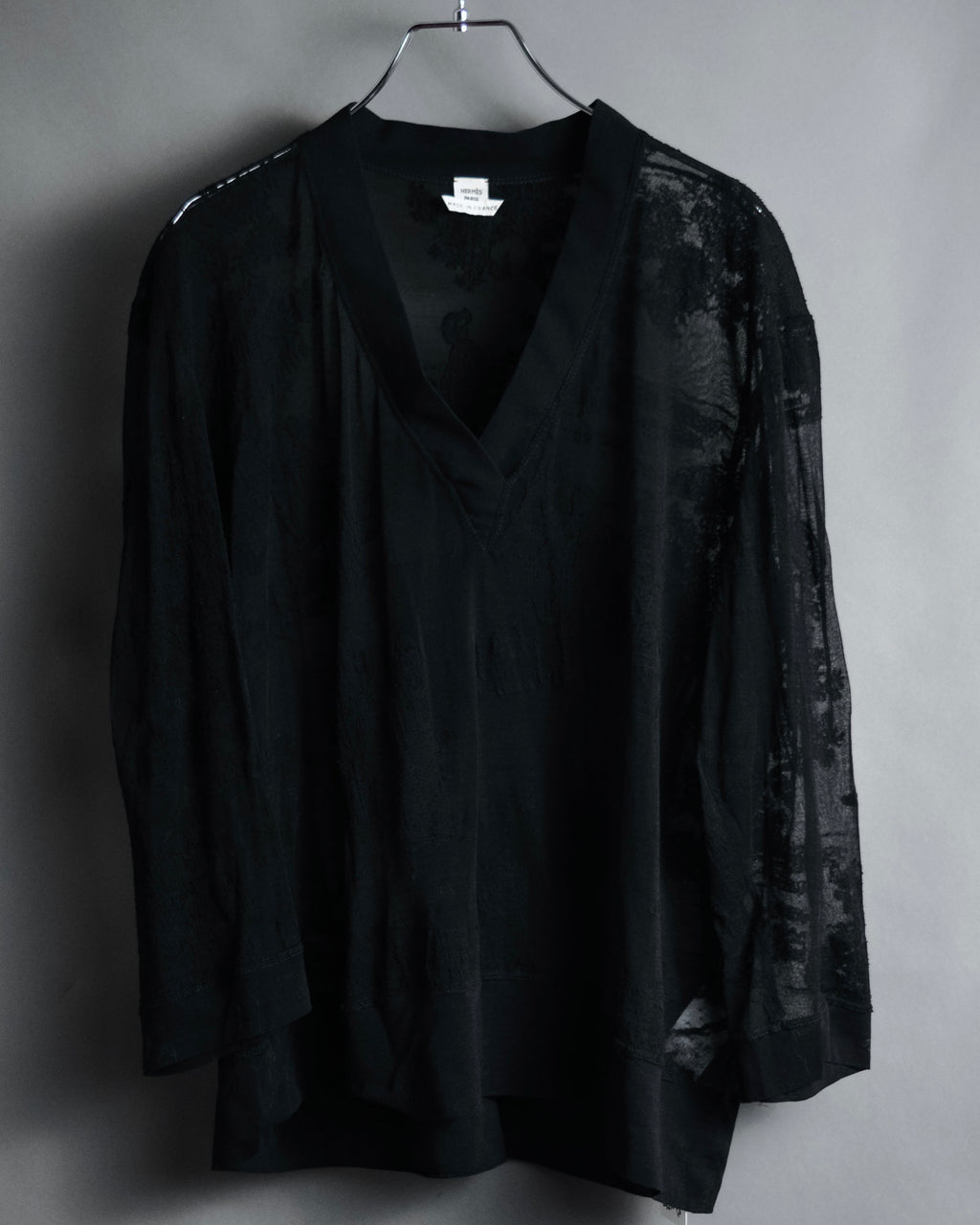 –SPECIAL– "HERMES" 00’s Sheer botanical lace cotton pullover