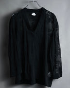 –SPECIAL– "HERMES" 00’s Sheer botanical lace cotton pullover