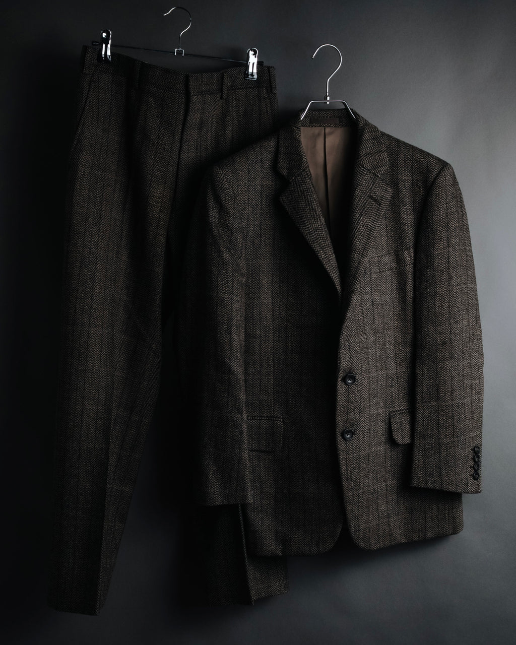 "Burberrys" 90’s Herringbone tweed wool suit set
