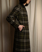 "BURBERRY" Leather switching design check tweed coat