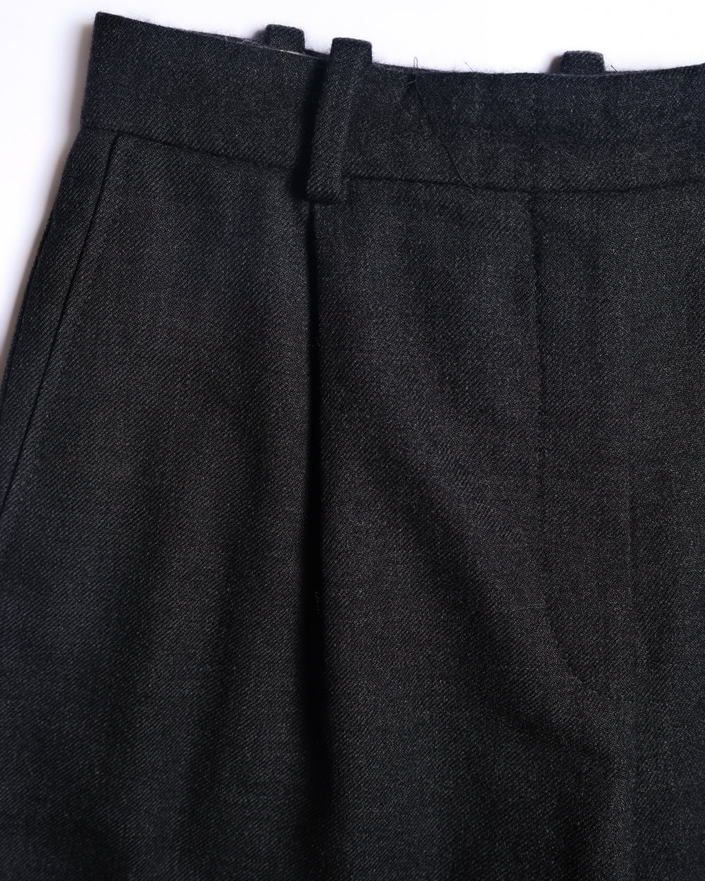 HERMES/ Straight Silhouette Wool Tuck Trousers