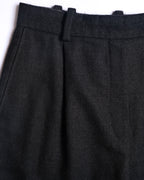 HERMES/ Straight Silhouette Wool Tuck Trousers