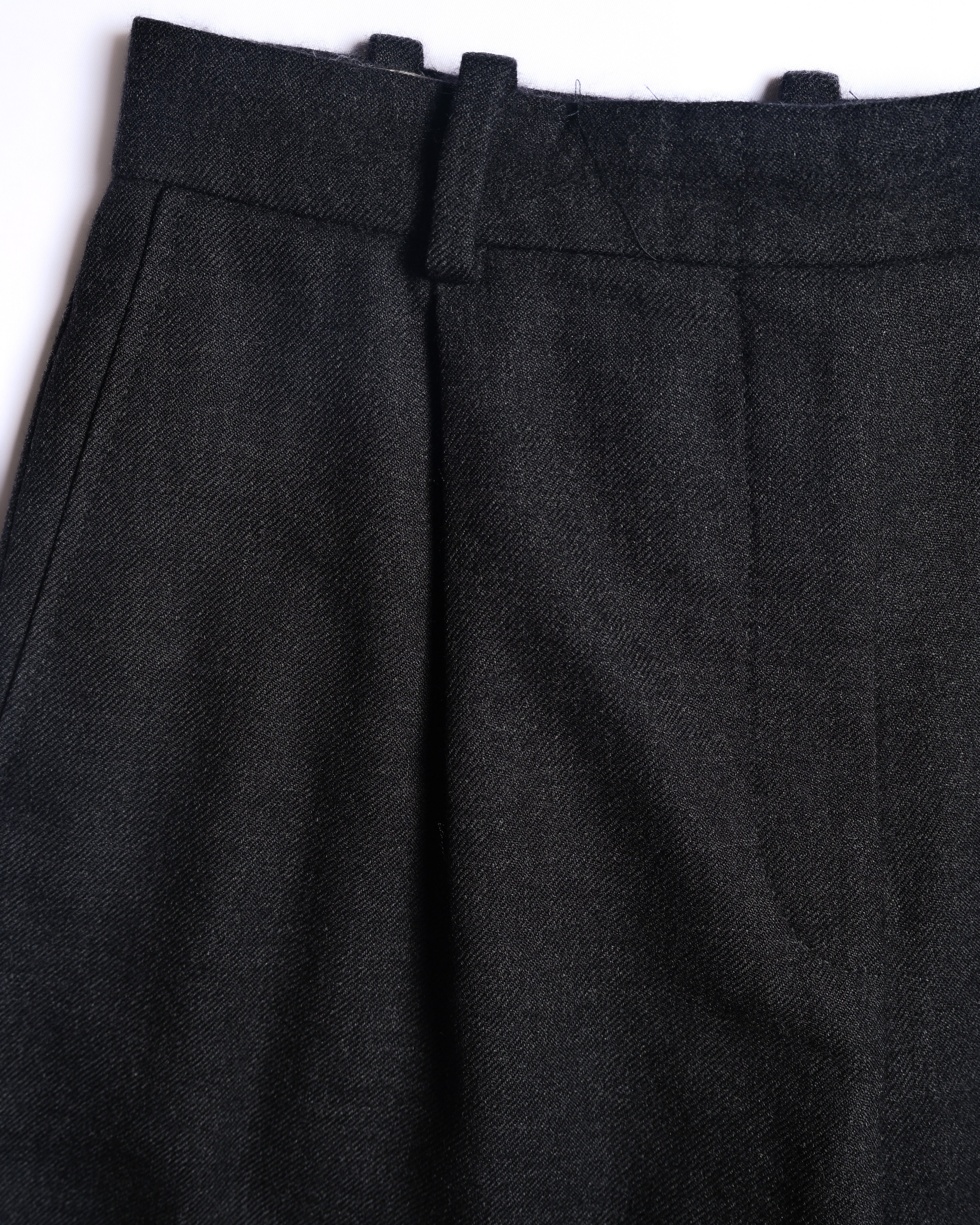 HERMES/ Straight Silhouette Wool Tuck Trousers