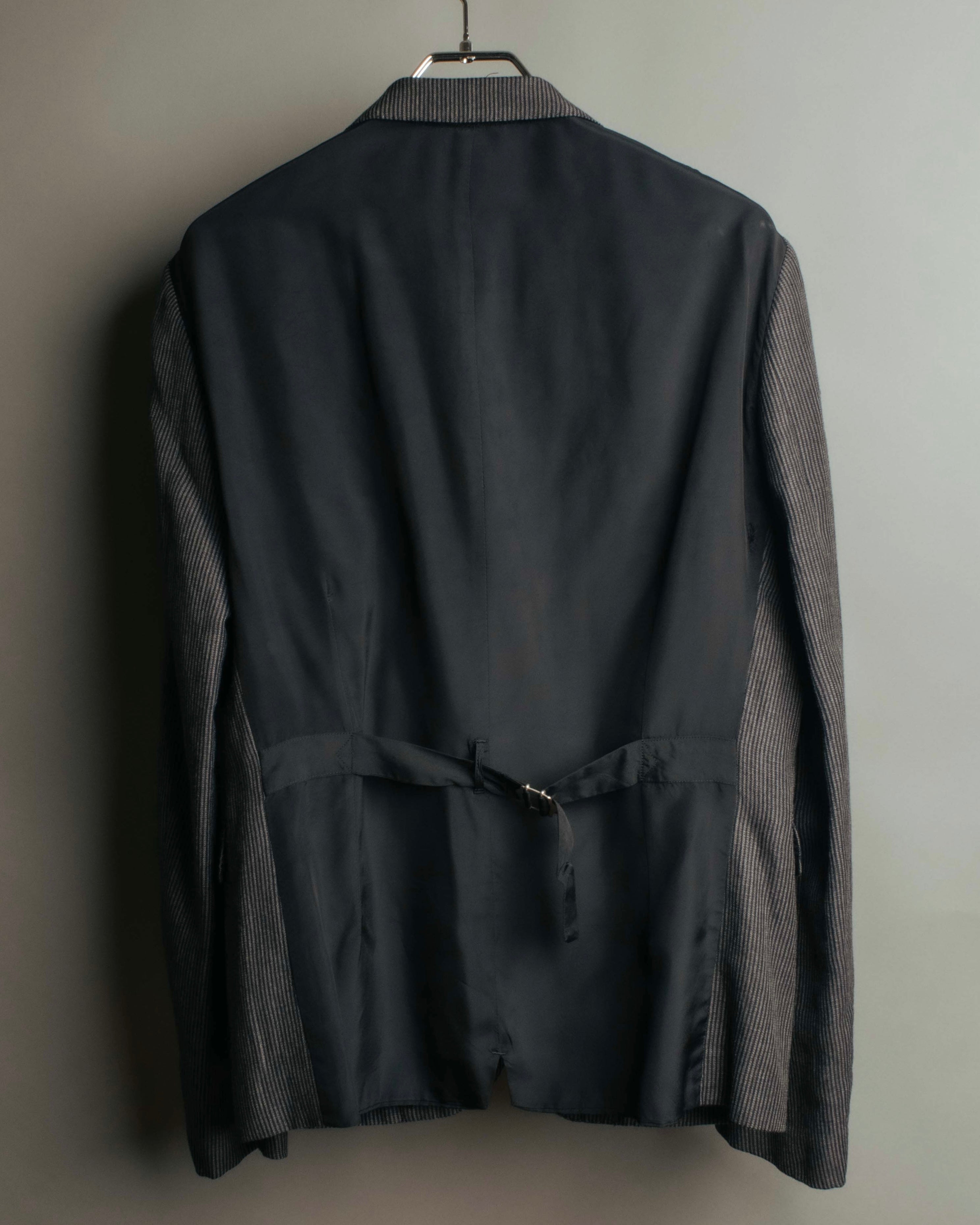 "COMME des GARÇONS HOMME" 10SS Vintage multi-button hickory stripe linen wool jacket