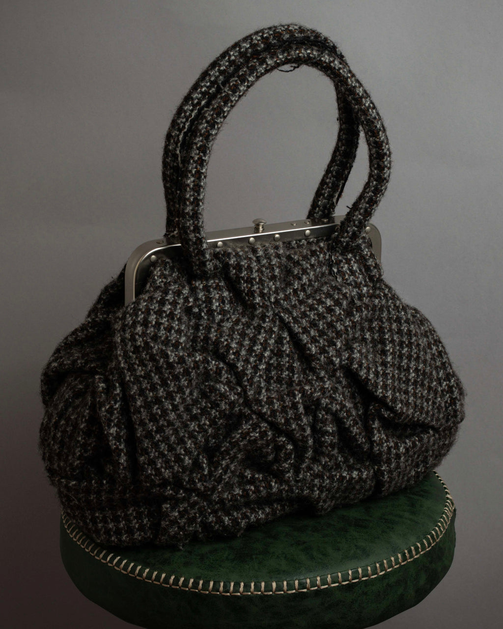 "JUNYA WATANABE COMME des GARCONS" Mixed tweed gathered detail clasp bag