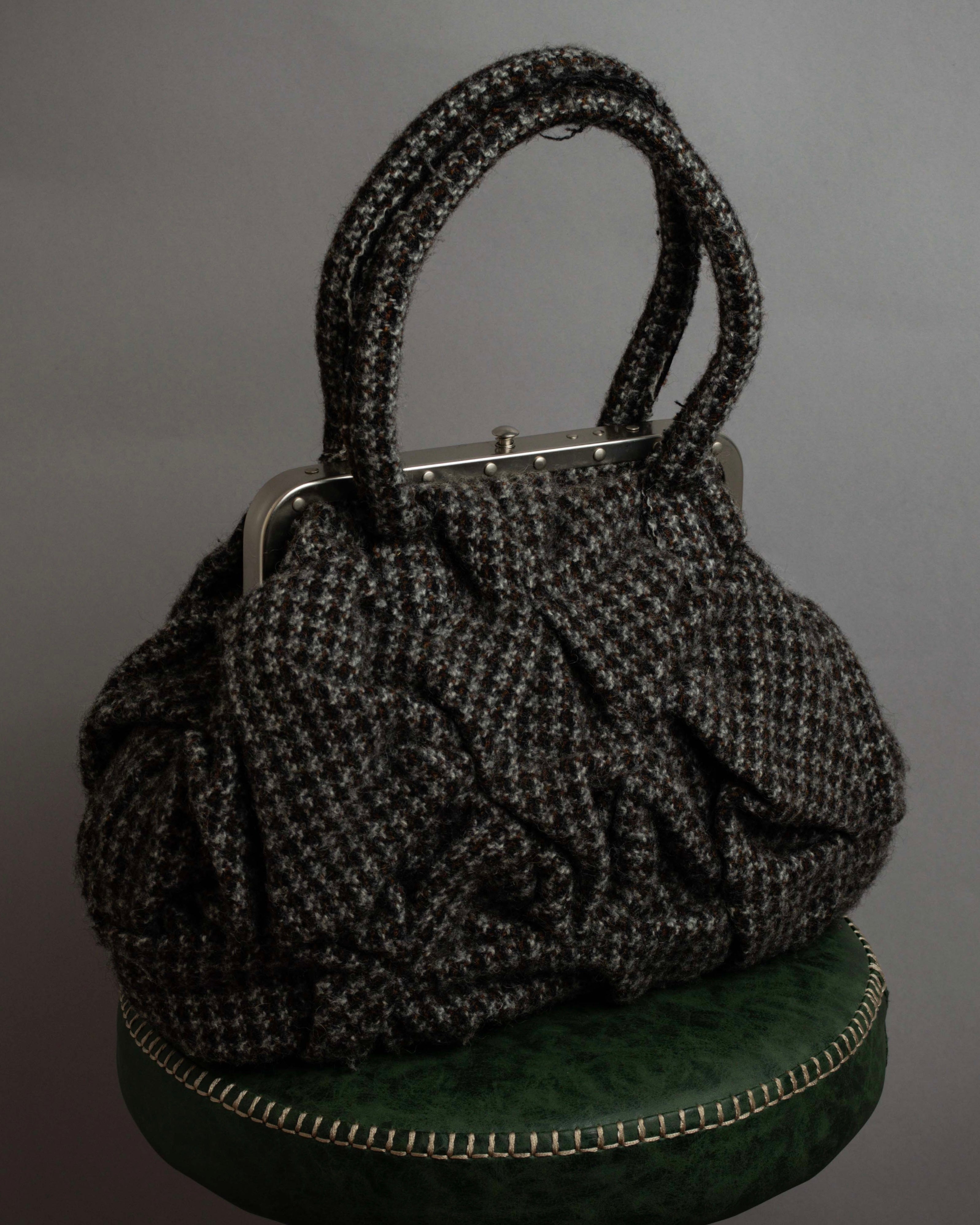 "JUNYA WATANABE COMME des GARCONS" Mixed tweed gathered detail clasp bag