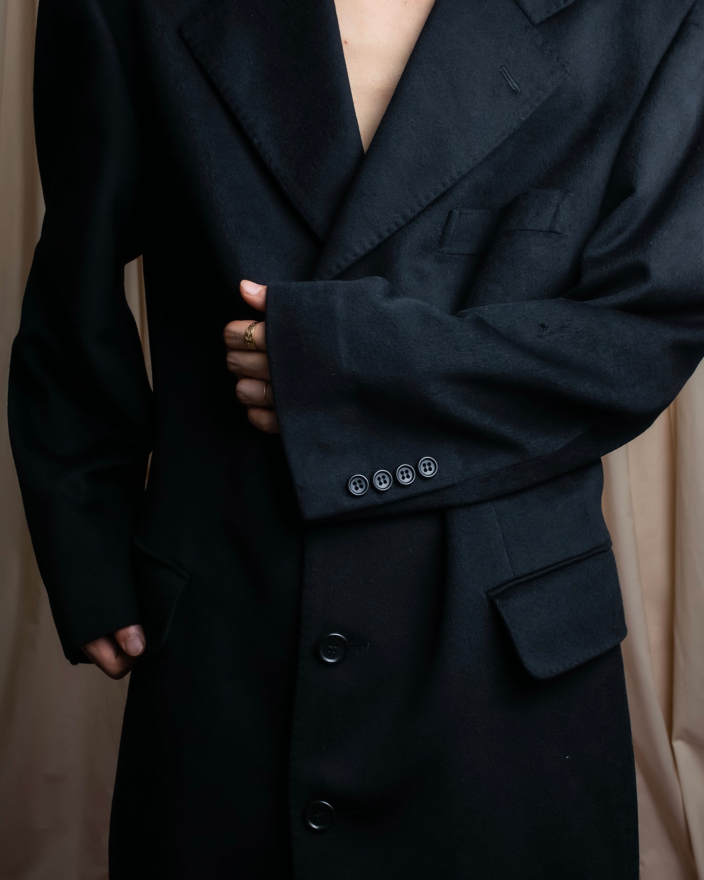 "GIANNI VALENTINO" 100% cashmere oversized chesterfield coat