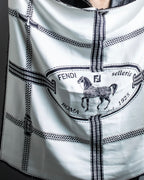 "FENDI" Horse motif FF logo Selleria large scarf