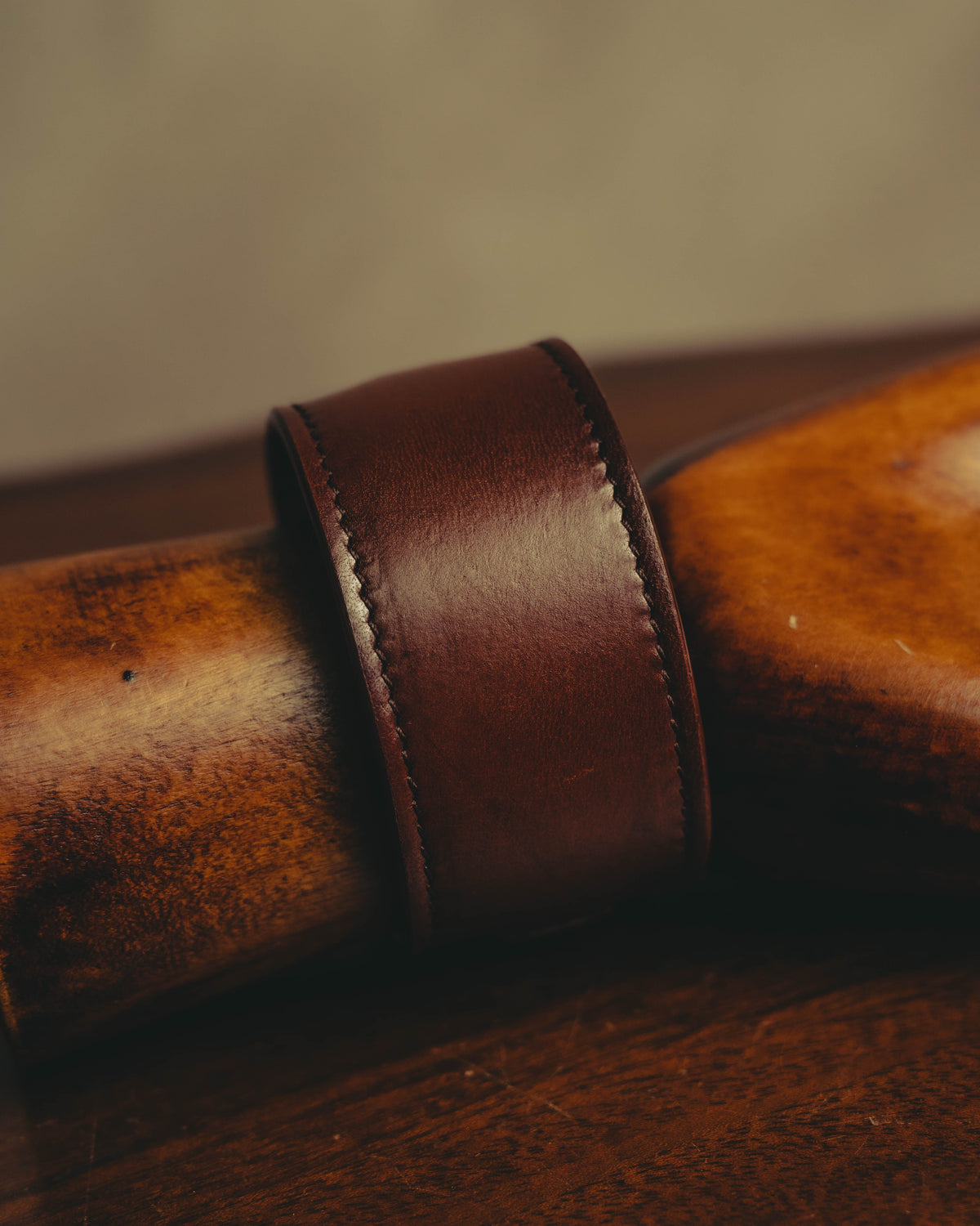 –SPECIAL– "Saint Laurent" 10's Burgundy leather wide cuff bracelet with antique gold buckle