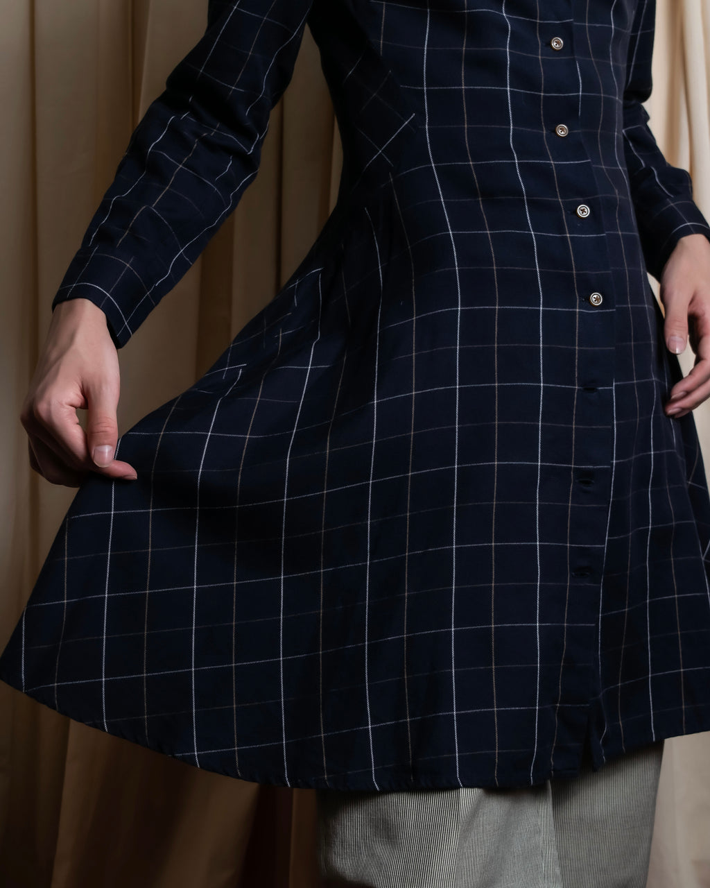 "Vivienne Westwood RED LABEL"
Windowpane print long shirt dress