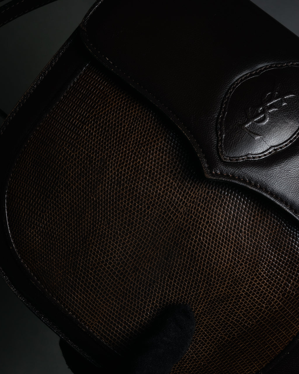 “Yves Saint Laurent” 80’s-90’s Cassandre embossed shoulder bag