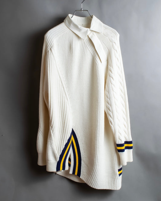 "ALEXANDER WANG" Asymmetrical tilden design knit switching sweater