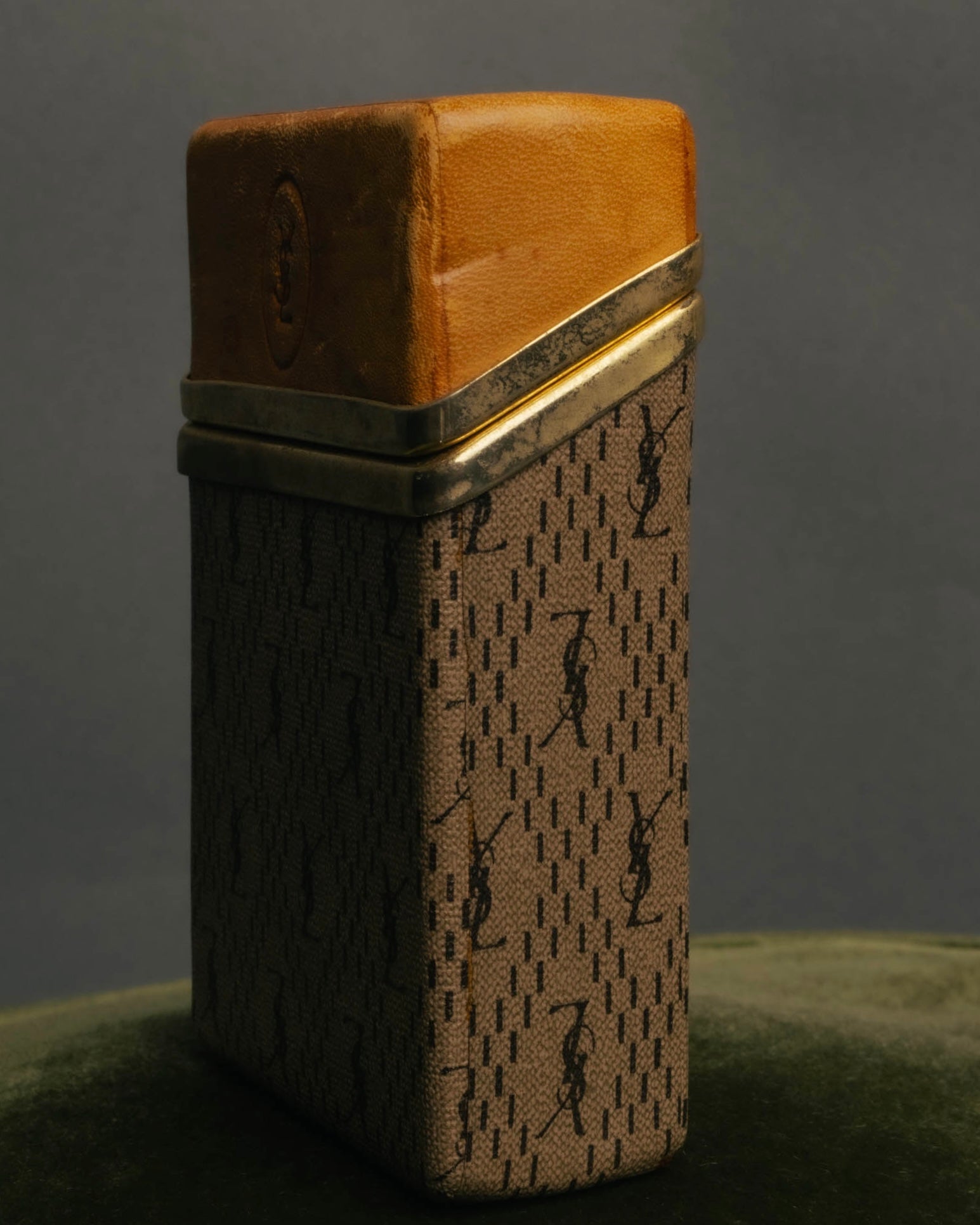 "Yves Saint Laurent" 70's-80's Vintage monogram canvas leather cigarette case