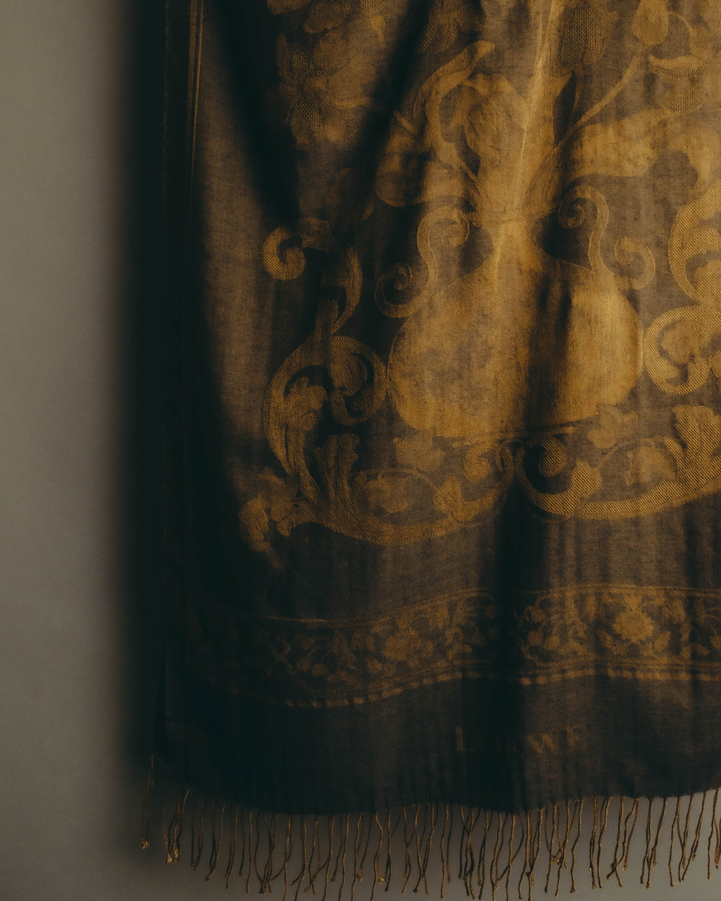 -SPECIAL- “LOEWE” 90’s-00’s Botanical anagram jacquard fringe stole