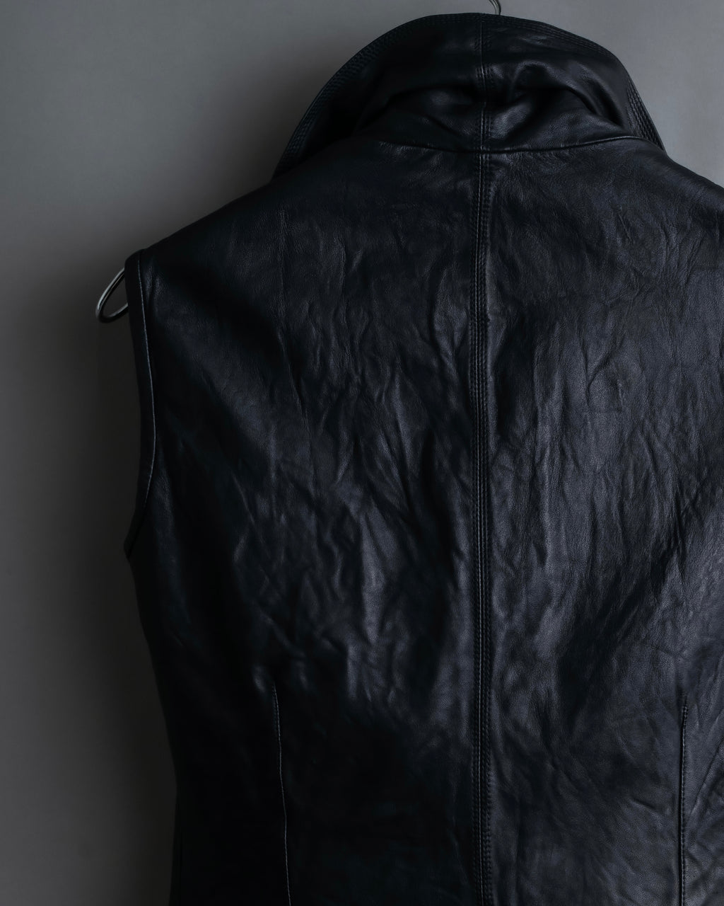 "Rick Owens" 100% lamb leather high neck sleeveless jacket