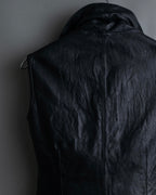 "Rick Owens" 100% lamb leather high neck sleeveless jacket