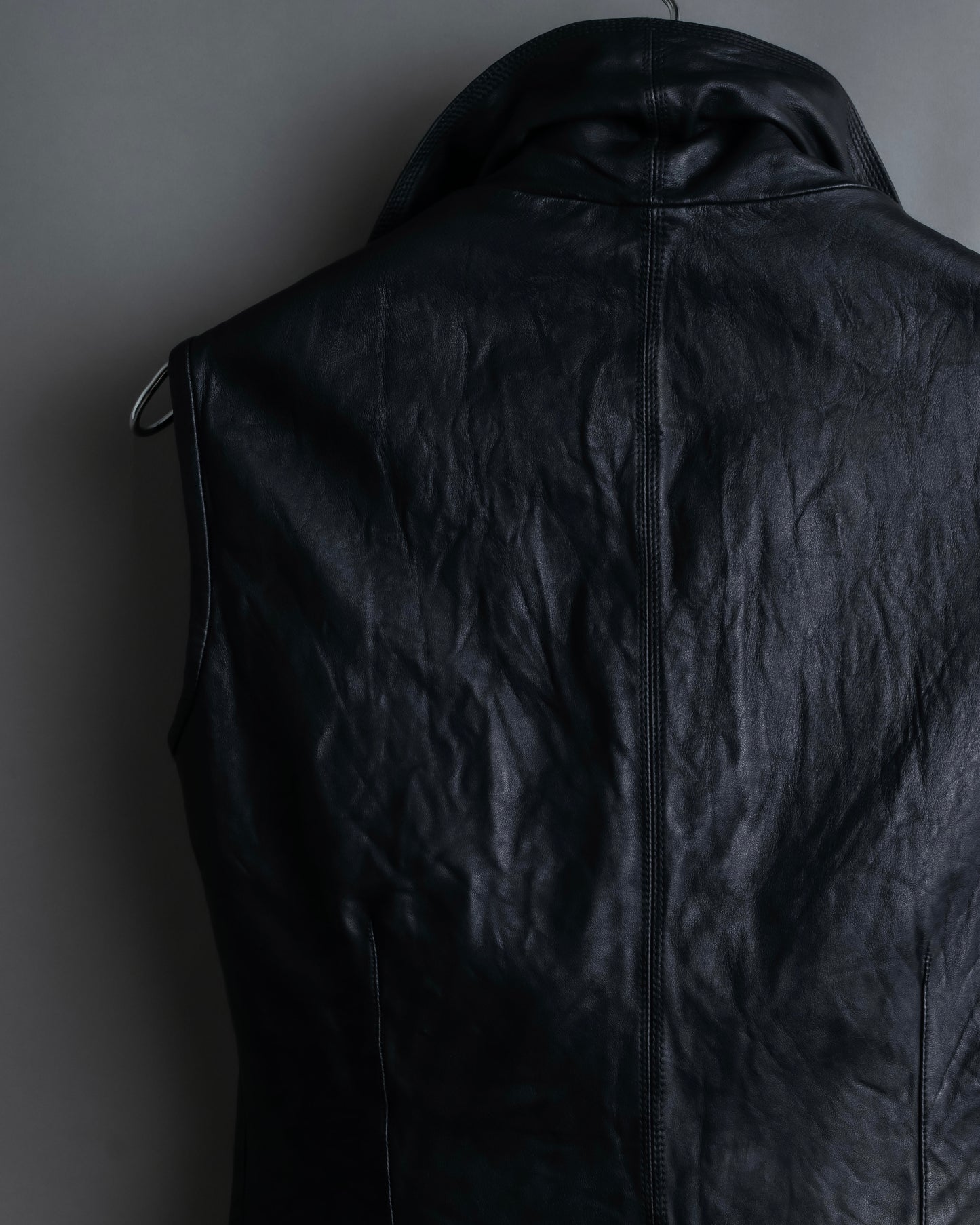 "Rick Owens" 100% lamb leather high neck sleeveless jacket