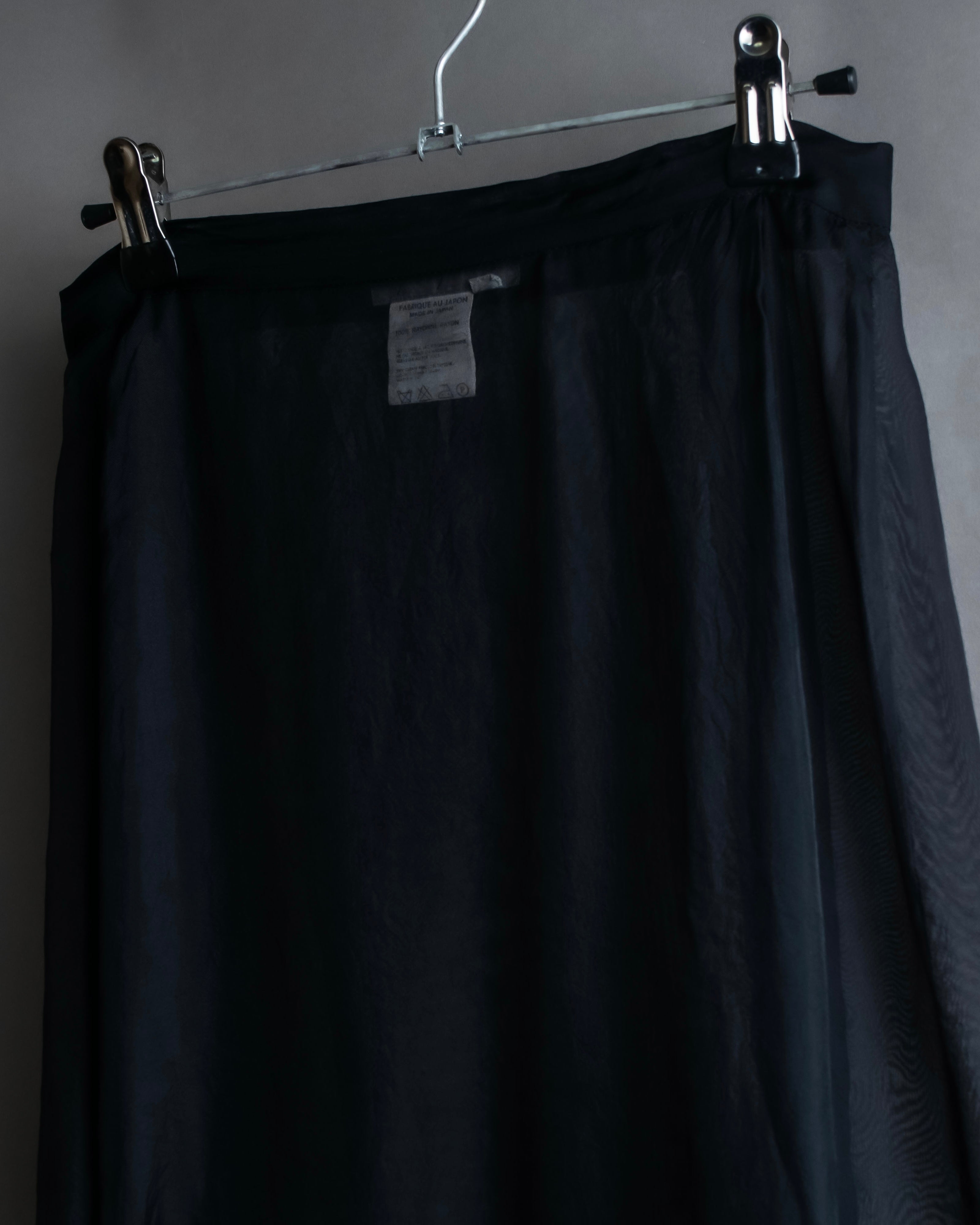 "YOHJI YAMAMOTO" 1996SS Double zipper design sheer rayon flare skirt