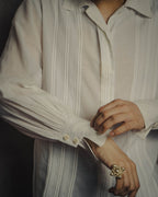 -SPECIAL- “Christian Dior” 90’s-00’s pleated bib dress shirt