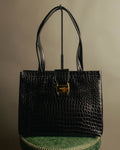 “Salvatore Ferragamo” 90’s-00’s crocodile embossed structured tote bag