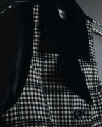 –SPECIALS– "Yves Saint Laurent" 90’s Mid gingham check velvet lapel tailored vest