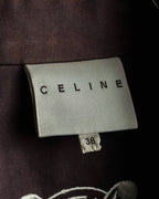 "CELINE" Triomphe button design in plum brown color
 trench coat
