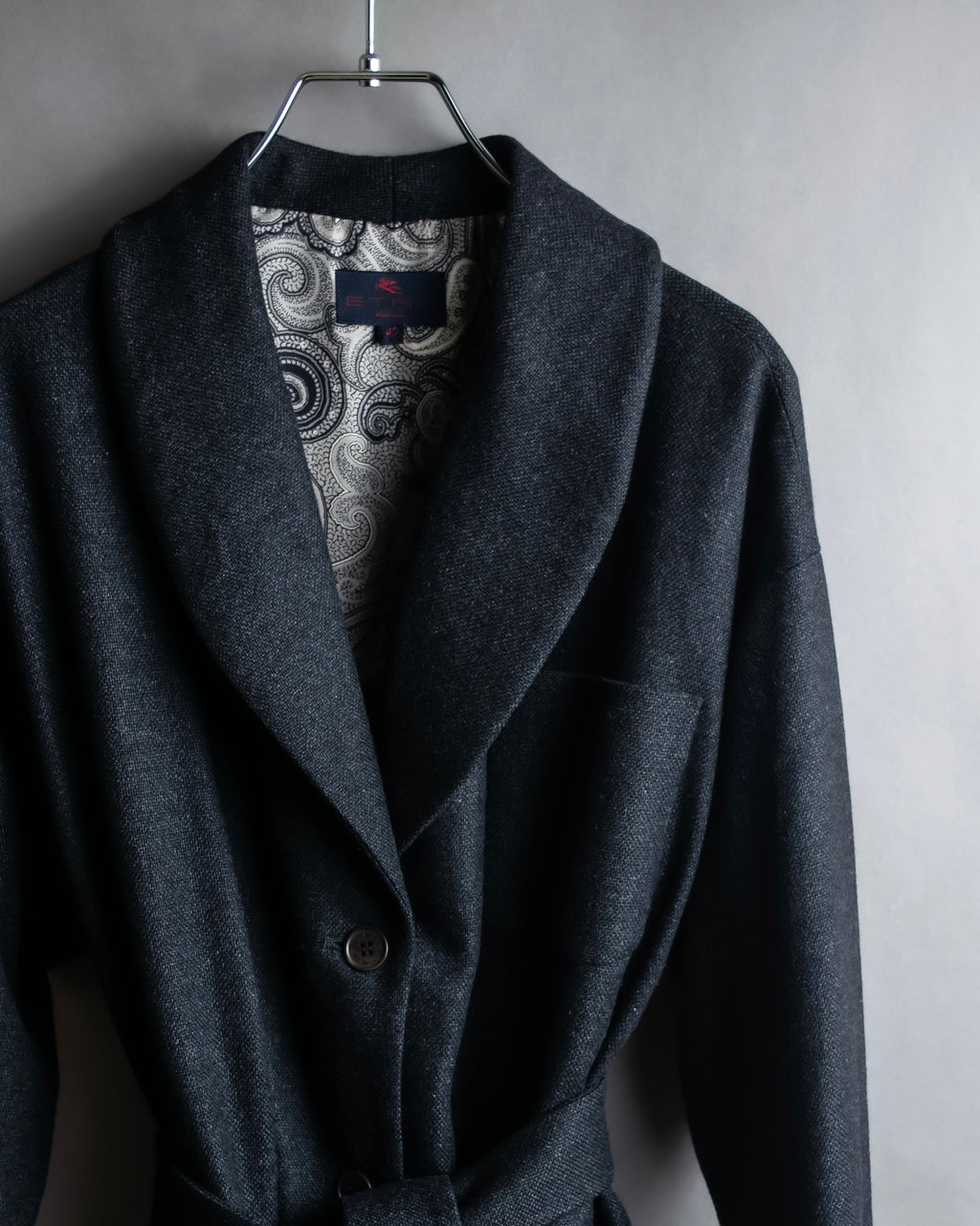 "ETRO" Shawl collar belted mid-length coat