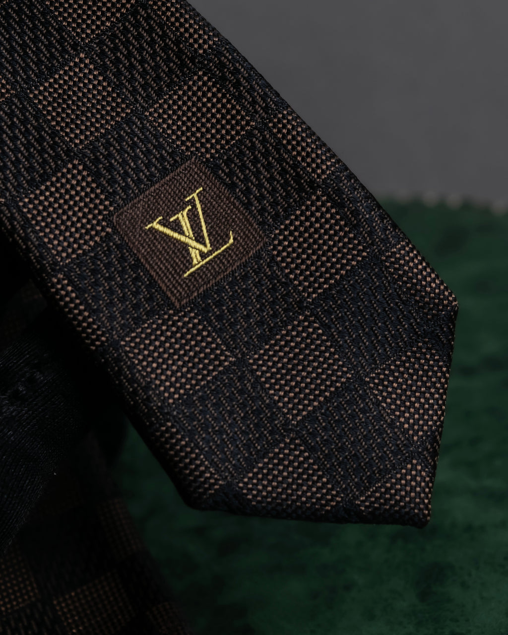 "LOUIS VUITTON" Damier check silk jacquard neck tie