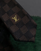 "LOUIS VUITTON" Damier check silk jacquard neck tie