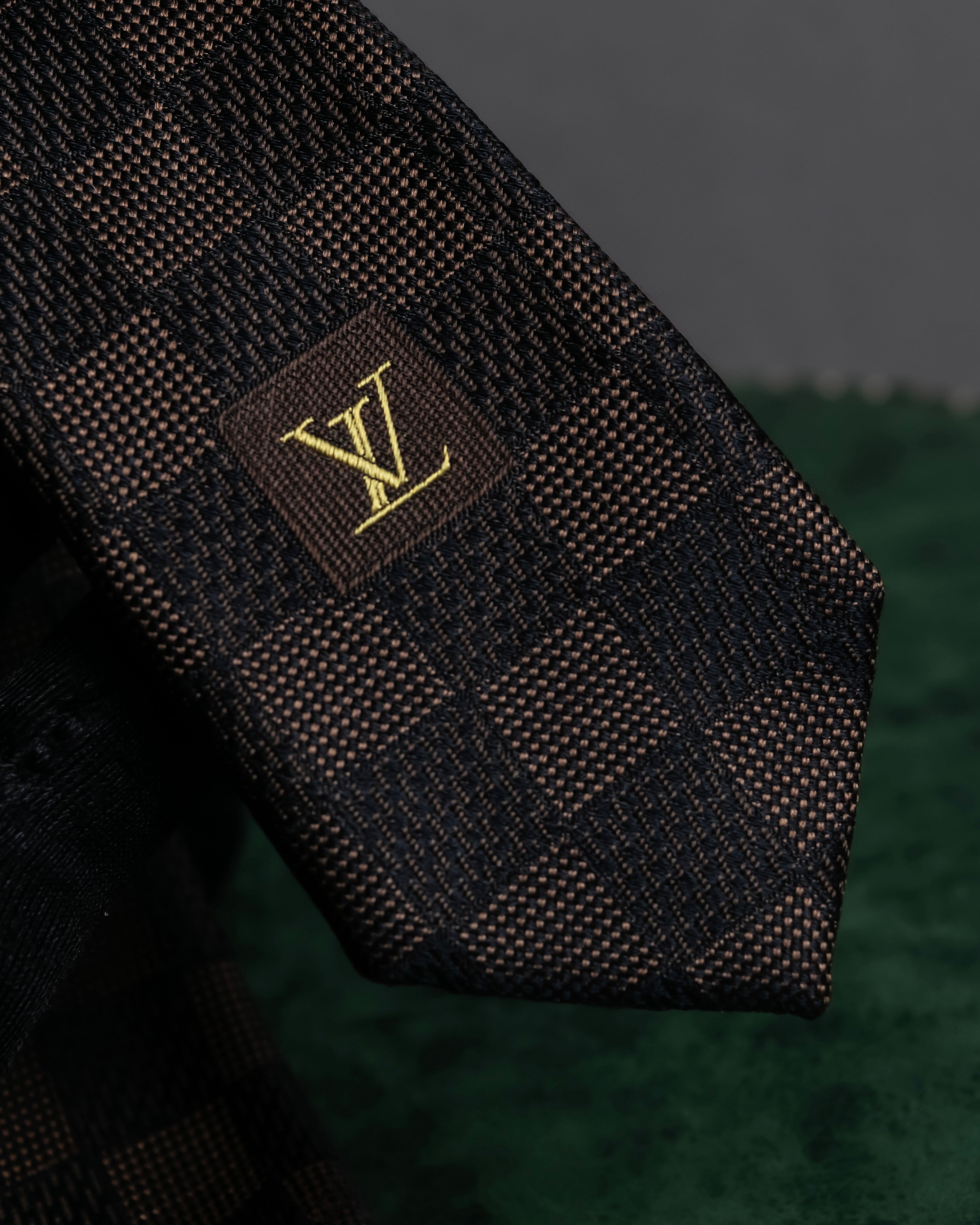 "LOUIS VUITTON" Damier check silk jacquard neck tie