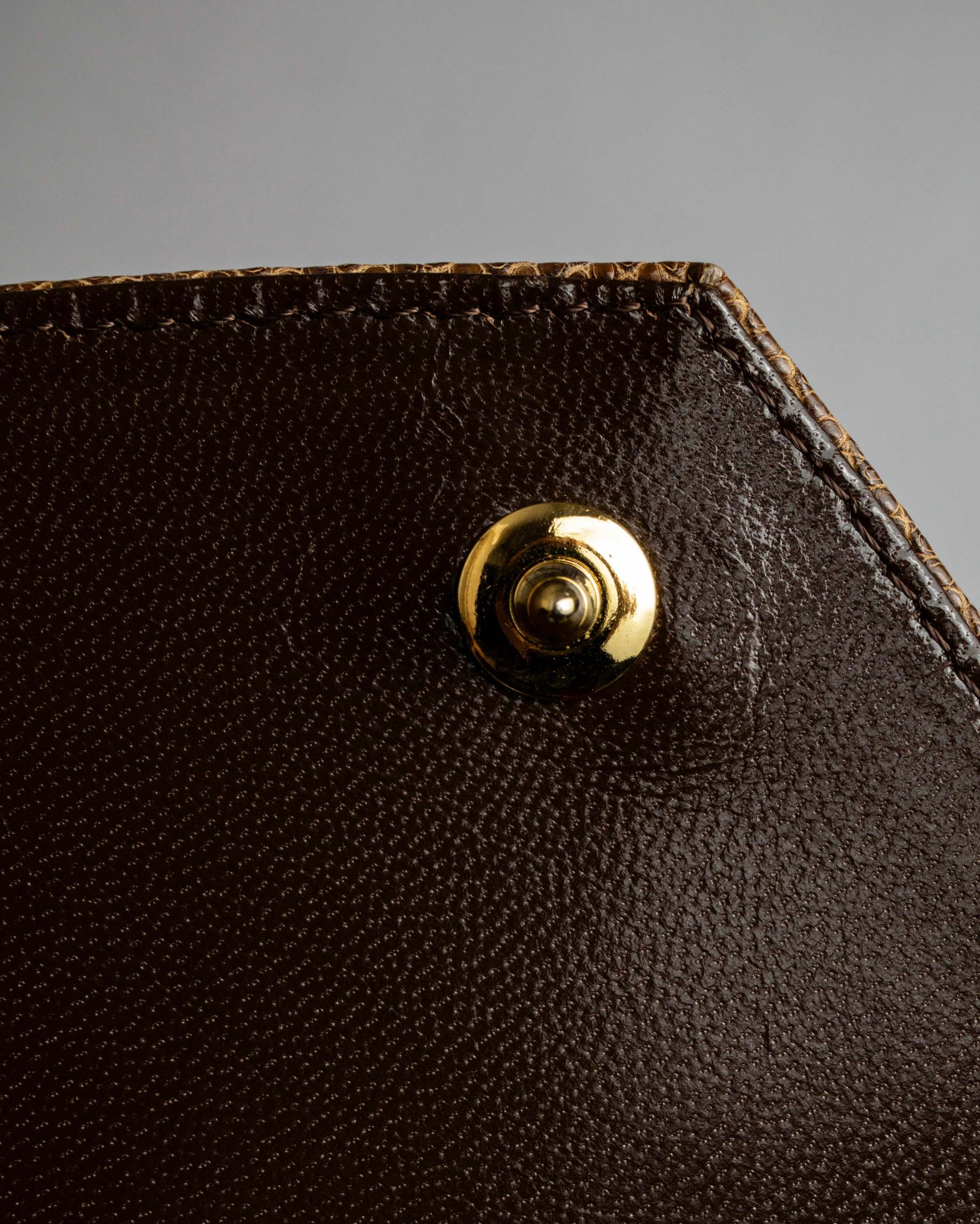 "YVES SAINT LAURENT" Flap design lizard embossed leather hand bag