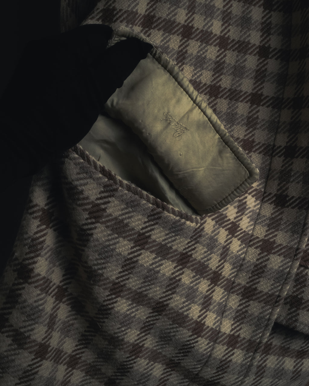 "GUCCI" 80’s checked wool shawl collar jacket