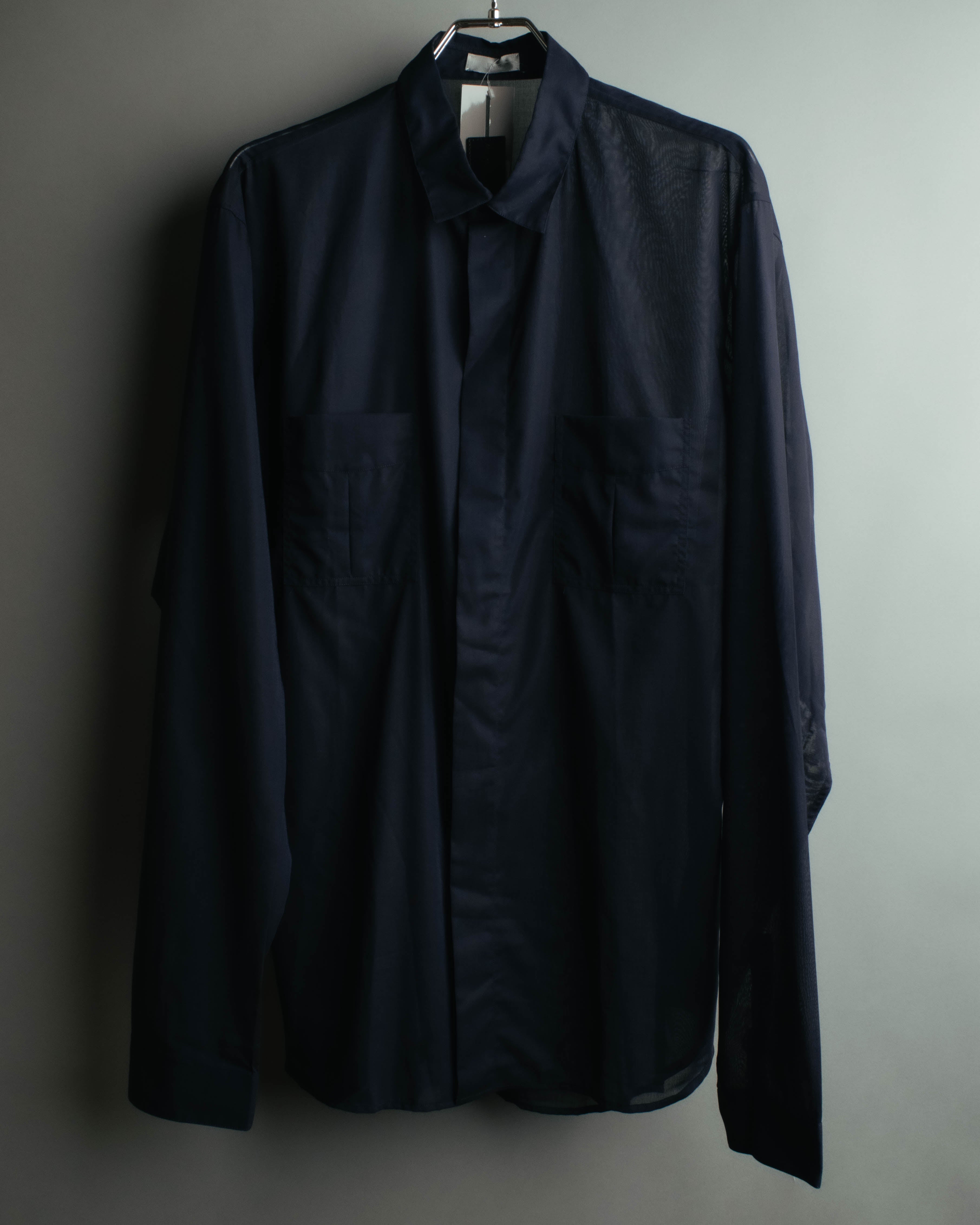 “Dior Homme” 00’s Sheer cotton concealed placket shirt