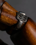 "Vintage green stone top silver ring"