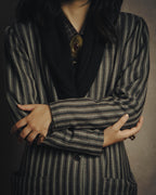 -SPECIAL- “GUCCI” 80’s-90’s Textured striped shawl collar long coat