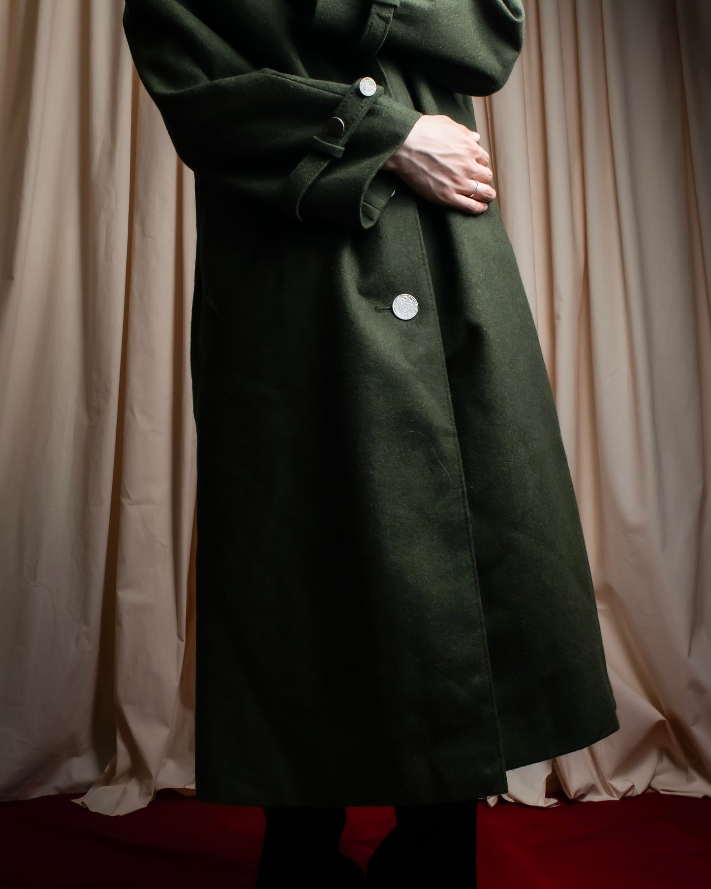 "BAVARIA LODEN" Vintage 2way stand collar wool long coat