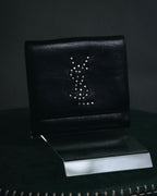 "YVES SAINT LAURENT" Stud-embellished monogram bi-fold wallet