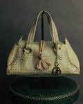 "GIORGIO ARMANI" 00's Crocodile-embossed leather tassel handbag
