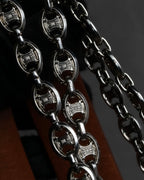 "CELINE" Oval link chain design leather combination belt