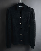 "VALENTINO MISS V" Late 80s botanical lace polo shirt