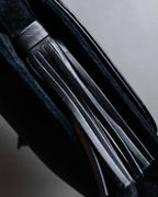 "YVES SAINT LAURENT" Gold medallion motif design suede leather shoulder bag