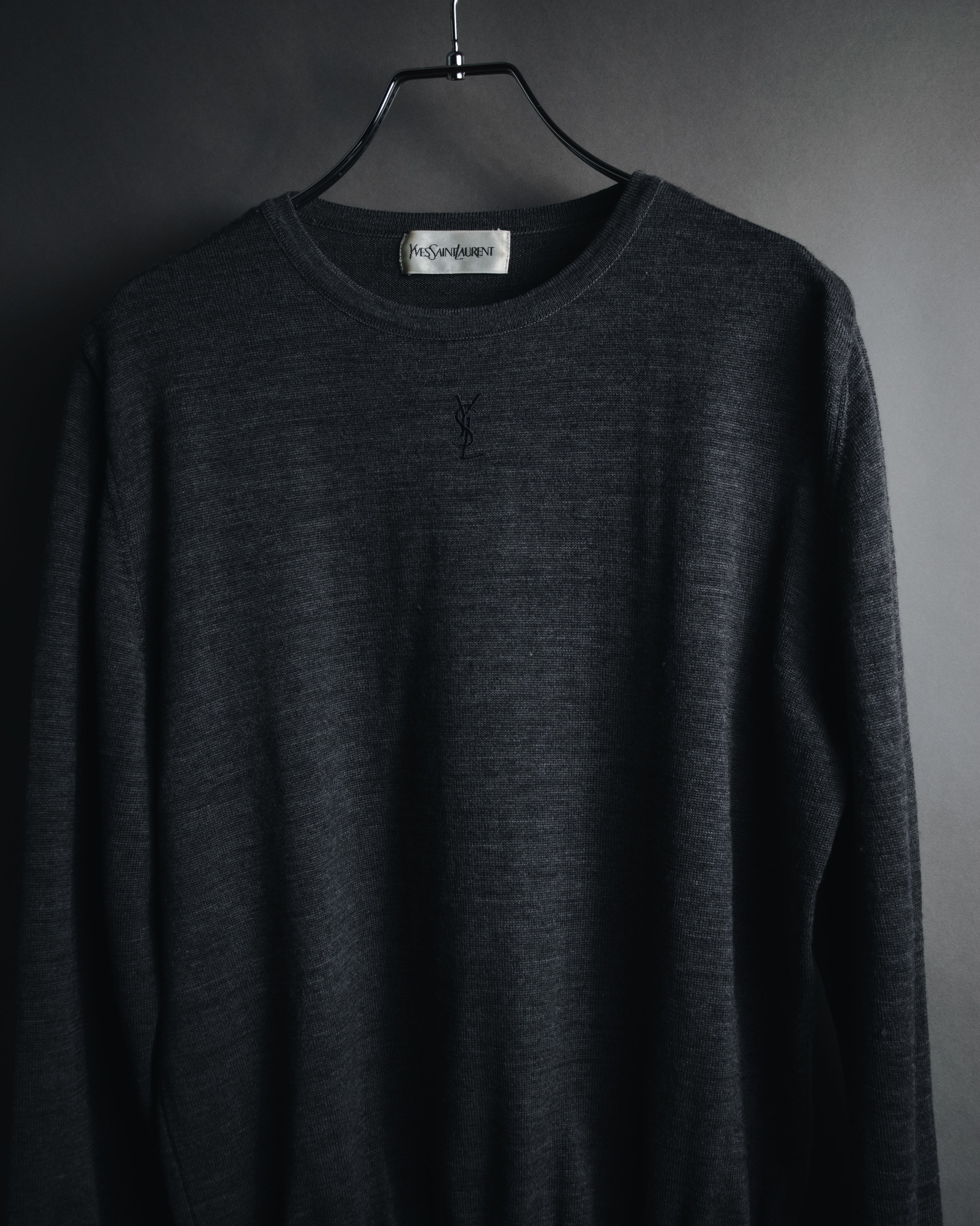 "YVES SAINT LAURENT" 80’s-90’s embroidered logo wool knit sweater