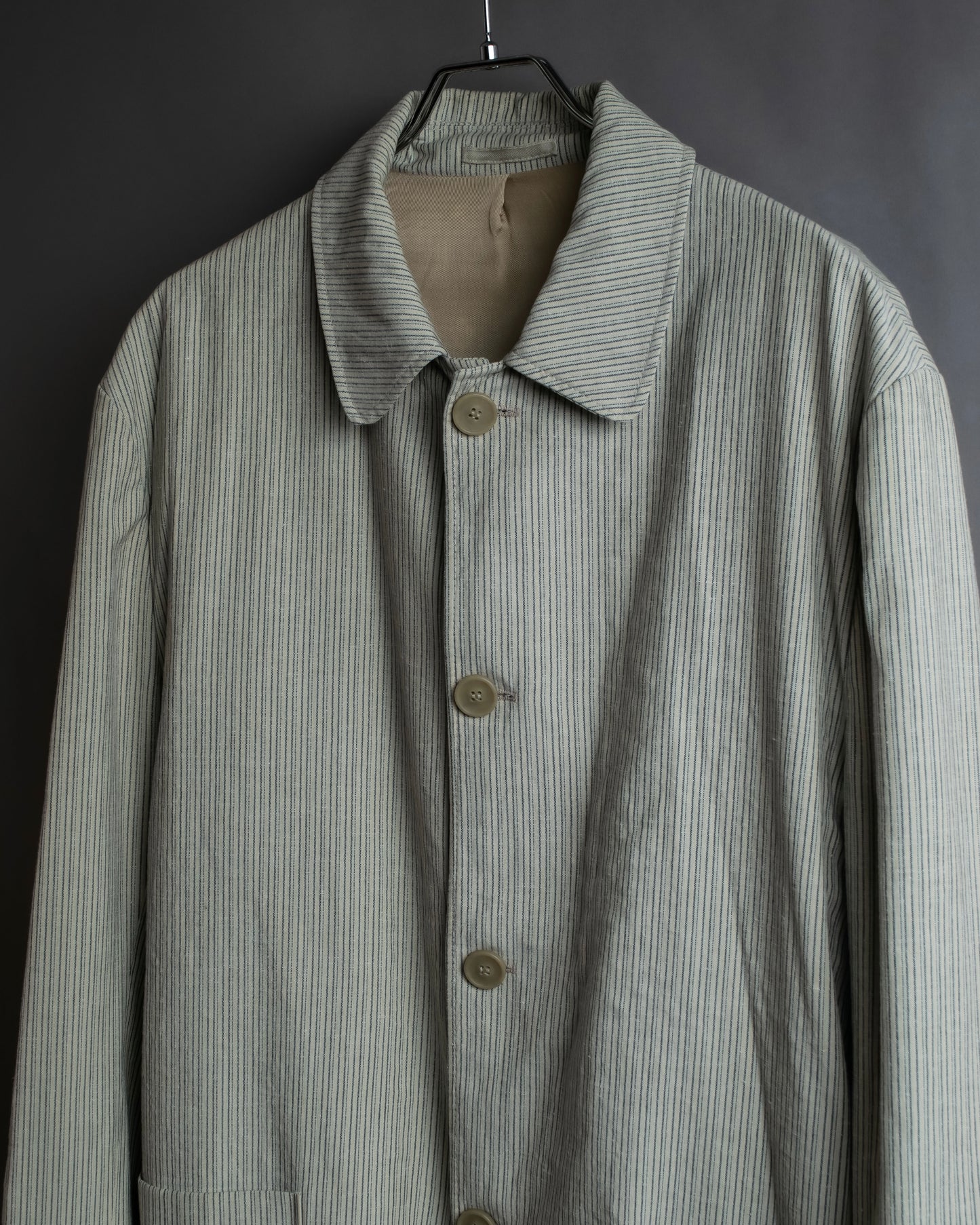 "Vintage ribbed stripe stand collar jacket"