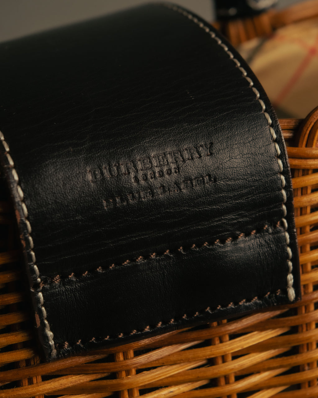 “BURBERRY BLUE LABEL” 00’s Rattan check lining basket bag