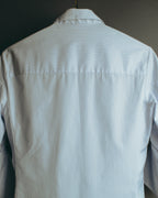 -SPECIAL- "Christian Dior" 00's-10's Embellished shield crest striped ruched sleeve shirt
