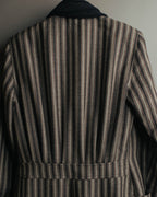-SPECIAL- “GUCCI” 80’s-90’s Textured striped shawl collar long coat